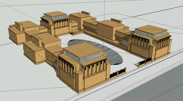 Sketchup Cultural Model | Multi story Church, Cultural Architecture, Classical Style