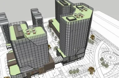 SketchUp Complex Model: Modern Multi-Story High-Rise with Offices, Residential Apartments, and Ground-Floor Commercial Spaces-BIM WORLD