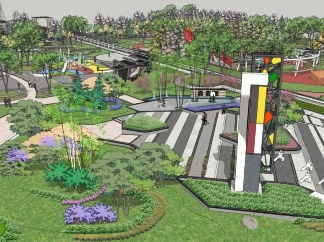 Sketchup Landscape Model | Leisure Park Landscape, Modern Style, Leisure Landscape