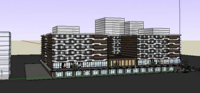 Sketchup Business Model | Multi story Commercial Street, Modern Style