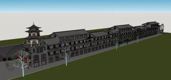 Sketchup Business Model | Multi story Commercial Street, Shopping Mall, Chinese Style