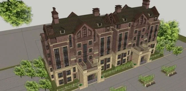 Sketchup Residential Model | Multi story Residence, Garden House, European Classical Style