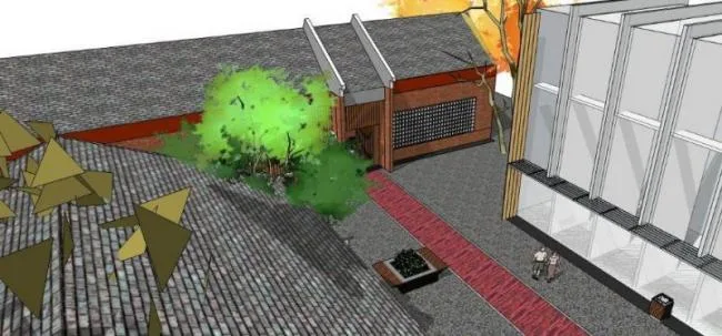 Sketchup Business Model | Low rise Commercial Street, Modern Style