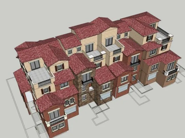Sketchup Villa Model | Stacked Villa, Modern Style