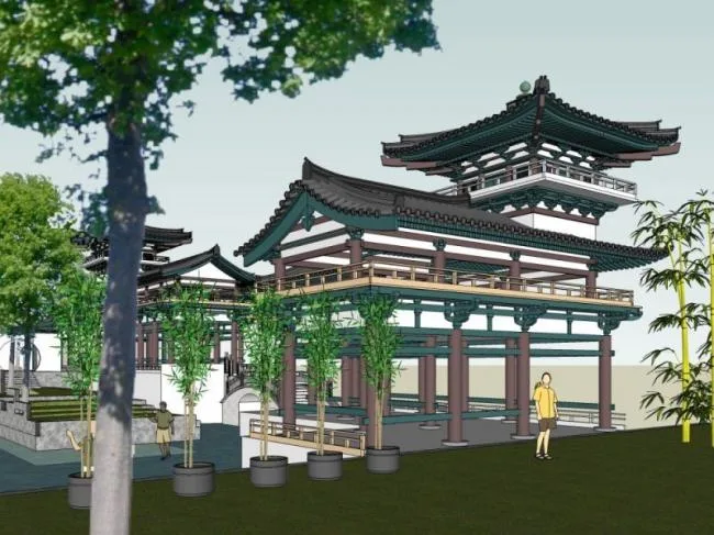 Sketchup Landscape Model | Park Landscape, Garden Landscape, Chinese Style, Chinese Garden