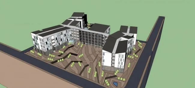 Sketchup School Model | Multi story School, Modern Style, Mountain, Educational Architecture