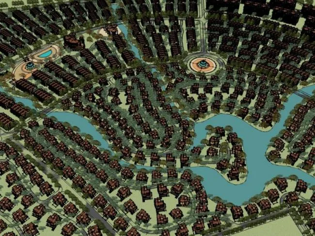 Sketchup Planning Model | Overall Community Planning Map, Classical Style