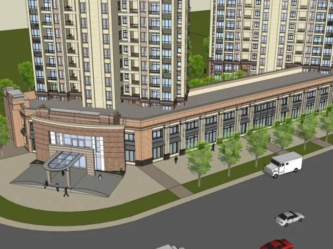 Sketchup Residential Model | Super high-rise residential, ground floor commercial, residential building, classical style