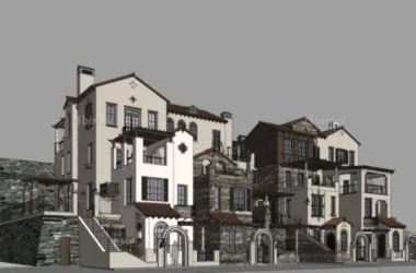 SketchUp Residential Models: Small and Tall British Classical Style Homes-BIM WORLD