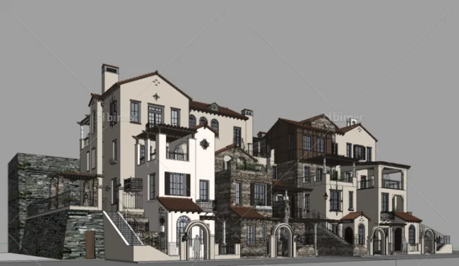 SketchUp Residential Models: Small and Tall British Classical Style Homes