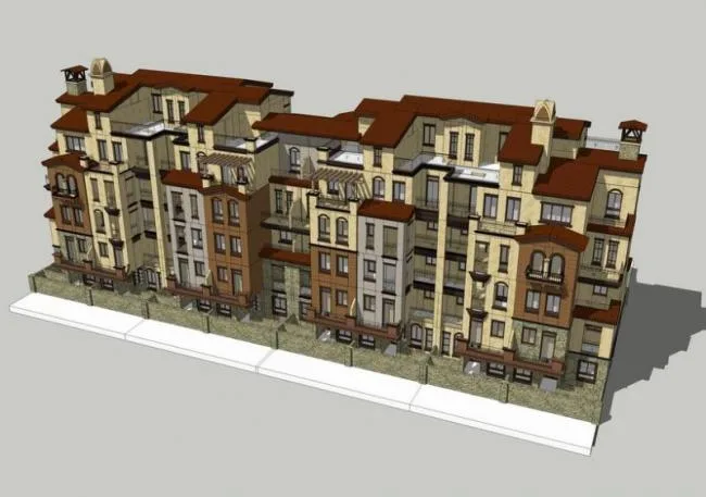 SketchUp Villa Models: Stacked Multi-Story Western Homes in Spanish and Classical Styles