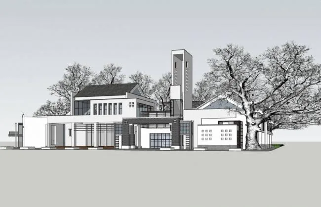 Sketchup Business Model | Multi-story Clubhouse, New Chinese Style, Commercial Architecture