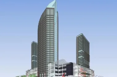 SketchUp Complex Model: Multi-Story High-Rise Mixed-Use Commercial and Office Building in Modern Style-BIM WORLD