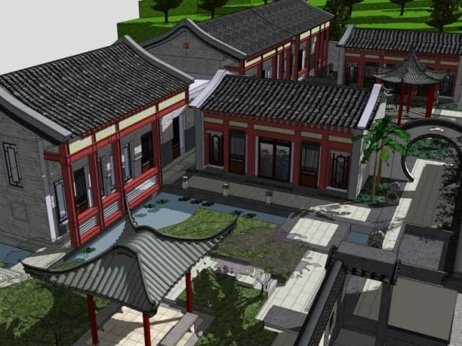 Sketchup Ancient Architecture Model | Multi story Ancient Architecture, Chinese Style, Courtyard