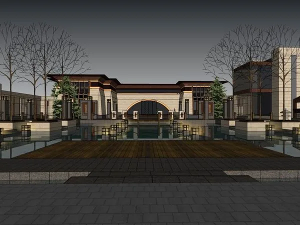 Sketchup Business Model | Multi story Commercial Club, Classical Style