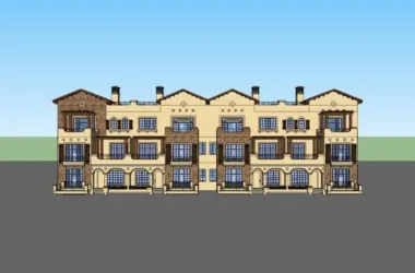 Classical Style Townhouse Villa Model in SketchUp-BIM WORLD