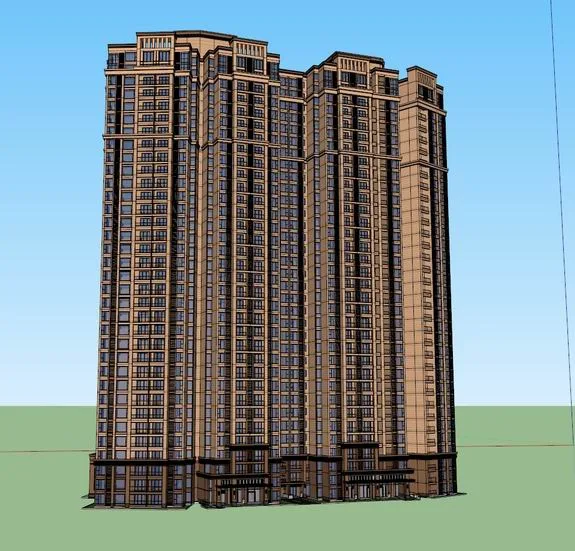 Sketchup Residential Model | Super Tall Residential, Classical Style
