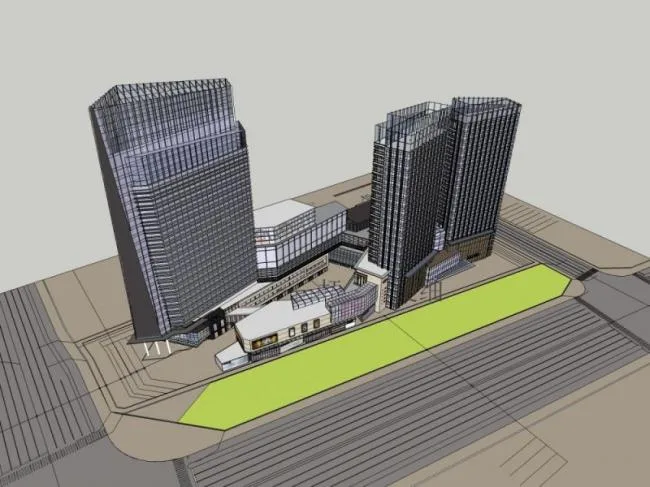 Sketchup Complex Model | Multi story high-rise mixed use, commercial complex, modern style
