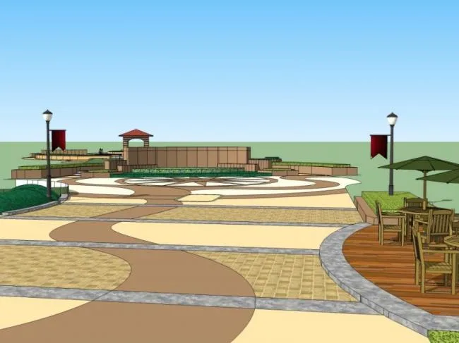 Sketchup Landscape Model | Square Landscape, Classical Style