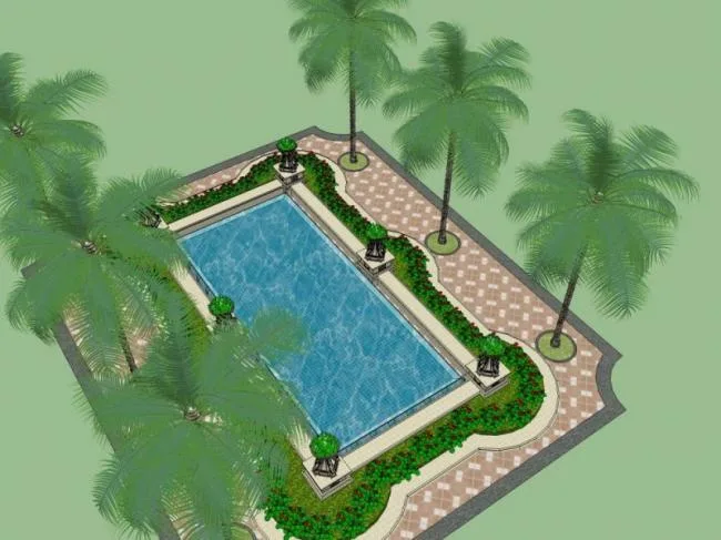 Sketchup Landscape Model | Square Landscape, European Style, Classical Style
