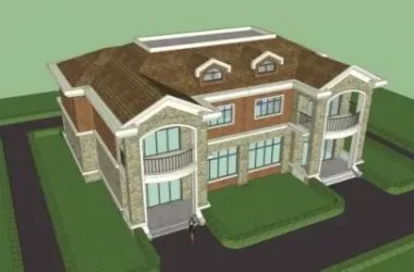 Western Neoclassical Twin Villa Model in SketchUp-BIM WORLD