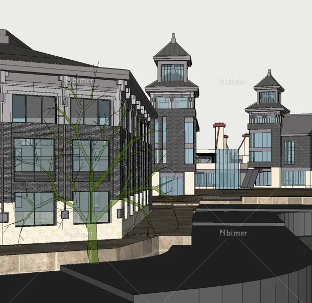 Sketchup Hotel Model | Multi story Resort Hotel, New Chinese Style