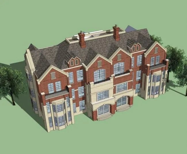 Twin British-Style Classical Villas SketchUp Model