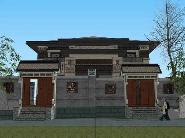 Sketchup Villa Model | Twin Villa, Classical Style