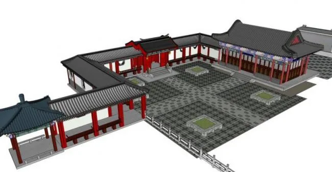 Sketchup Villa Model | Siheyuan Villa, Chinese Style