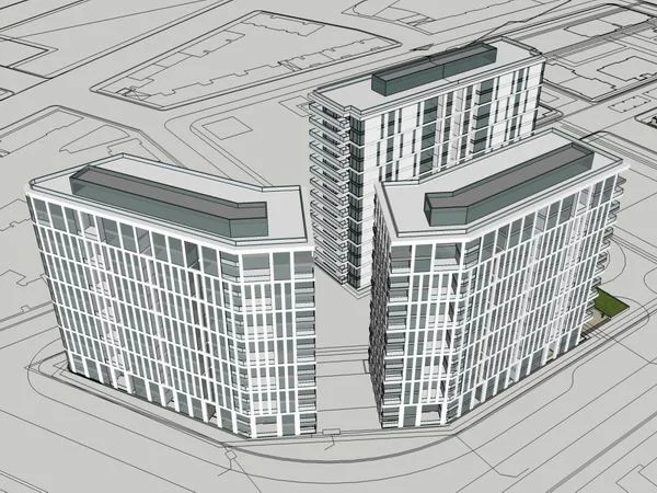 Sketchup Office Model | High rise apartment style office building, modern style