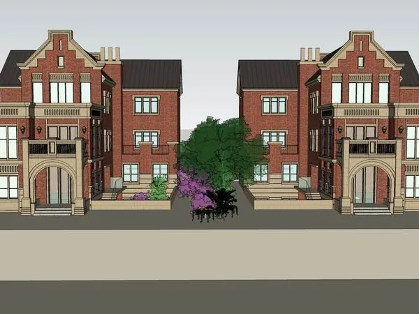 Classical Twin Villa Model in SketchUp