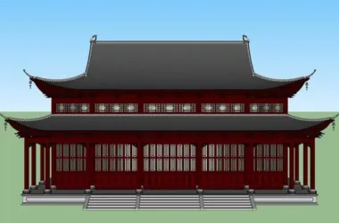SketchUp Model of Ancient Chinese Multi-Storey Shakya Mani Hall-BIM WORLD