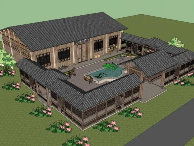 Sketchup Residential Model | Multi story Homestay, Chinese Style, Residential Architecture