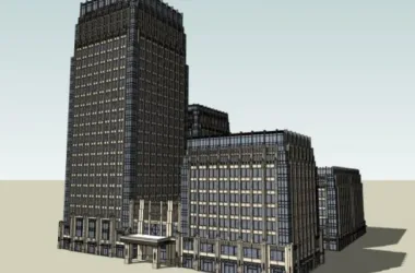 Modern Multi-Story Office Building Model in SketchUp-BIM WORLD