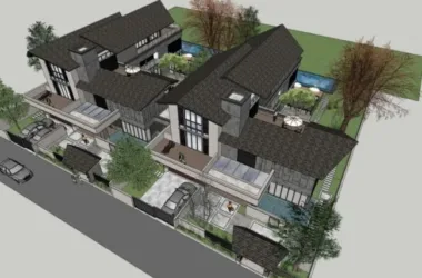 Modern Chinese Twin Villa Model in SketchUp-BIM WORLD