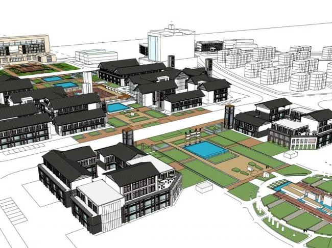 Sketchup Business Model | Commercial Street, New Chinese Style