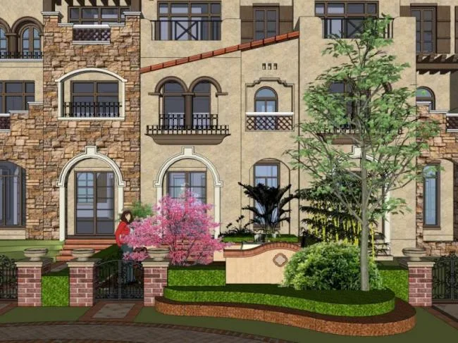 Sketchup Landscape Model | Courtyard Landscape, Residential Landscape, Classical Style
