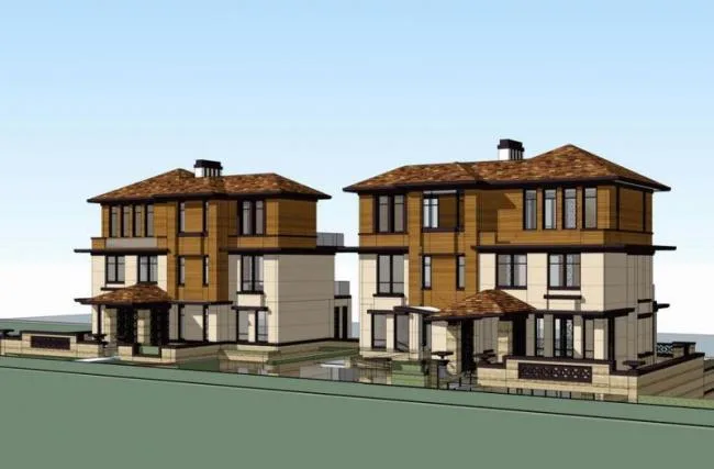 Sketchup Villa Model | Twin Villa, Stacked Villa, Southeast Asian Style