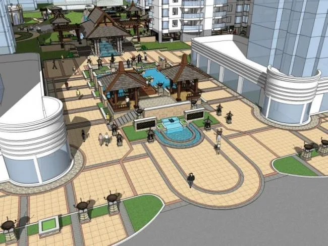 Sketchup Landscape Model | Community Landscape, Residential Landscape, Classical Style