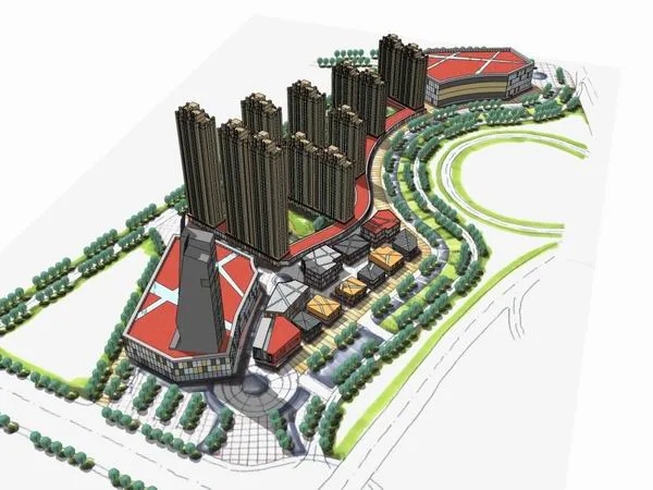 Sketchup Complex Model | Multi story High rise Complex, Office Building, Residential, Commercial, Modern Style
