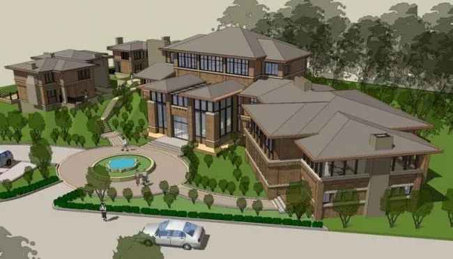 Sketchup Hotel Model | Multi-story hotel homestay, grassland style, classical style