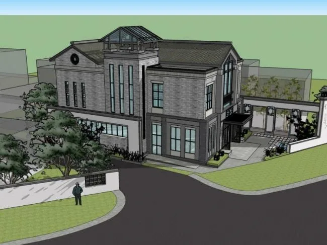 Sketchup Villa Model | Solo Villa, Modern Chinese Style