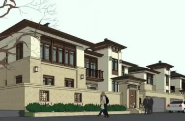SketchUp Villa Model: Fude Gate Double-Split Chinese-Style Residence-BIM WORLD
