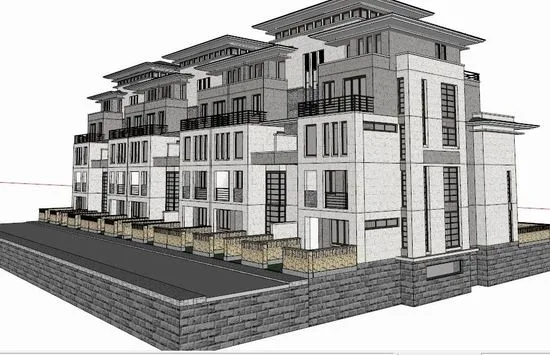 Classical Stacked Double Villa Model in SketchUp