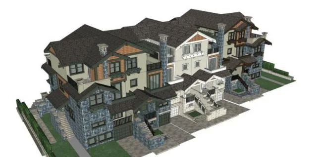 Sketchup Villa Model | Townhouse, North American Style