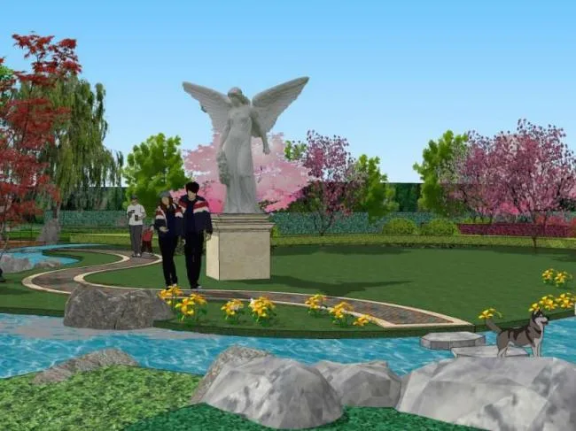 Sketchup Landscape Model | Community Landscape, Residential Landscape, Classical Style