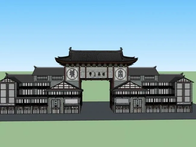 Sketchup Business Model | Multi story Commercial Street, Chinese Style