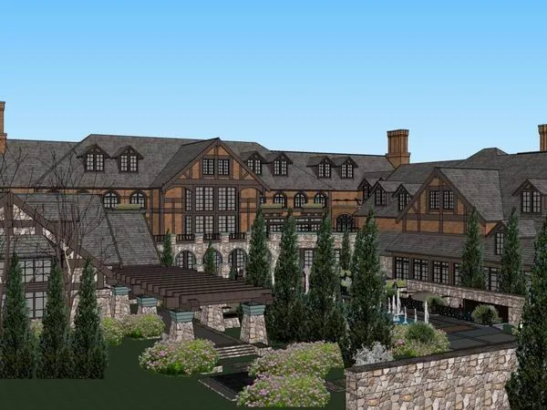 Sketchup Hotel Model | Multi story resort style hotel, classical style