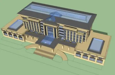 SketchUp Model of a Multi-Story Government Office Building in Modern Chinese Style-BIM WORLD