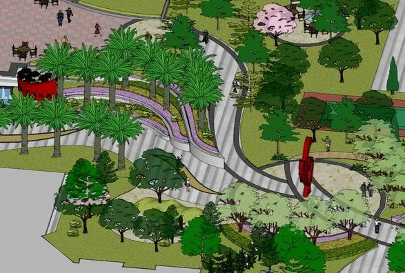 Sketchup Landscape Model | Community Landscape, Residential Landscape, Modern Style